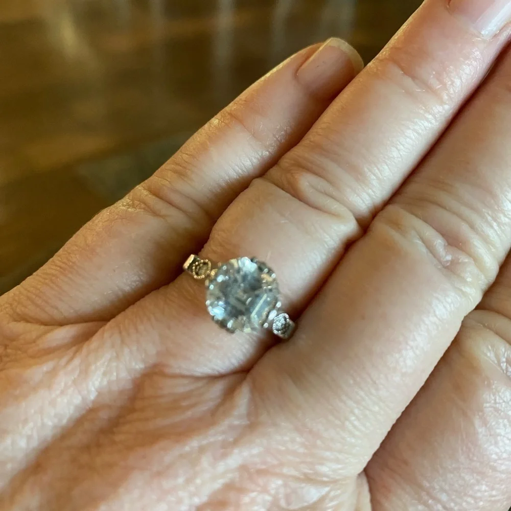 White gold white sapphire ring
